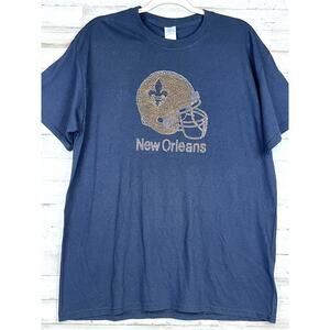 New Orleans Saints T-Shirt Sequined Embellished Women’s Lg Black Gildan